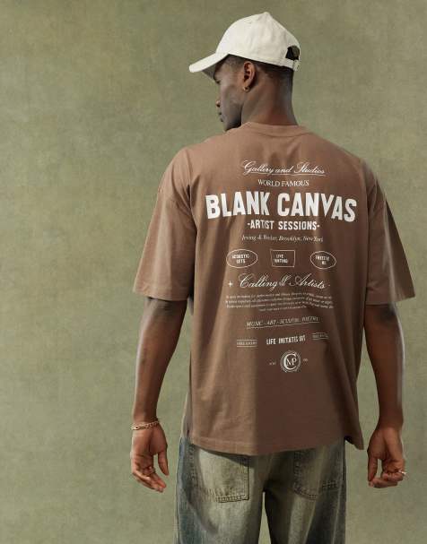 ASOS DESIGN oversized t-shirt in brown with text chest and back print - view 1