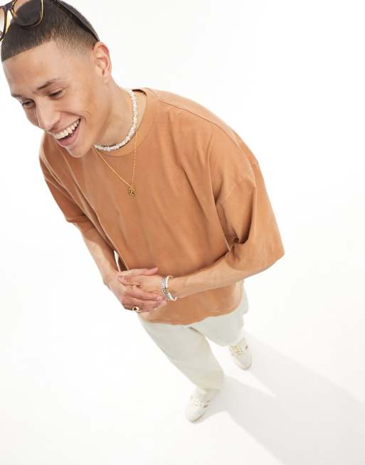 ASOS DESIGN - Oversized T-shirt in bruine wassing