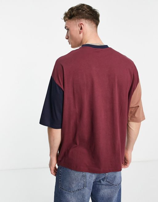 ASOS DESIGN oversized organic baseball t-shirt in burgundy with Chicago  city print