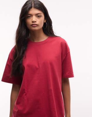Asos Design Oversized Double Layer T-shirt In Red