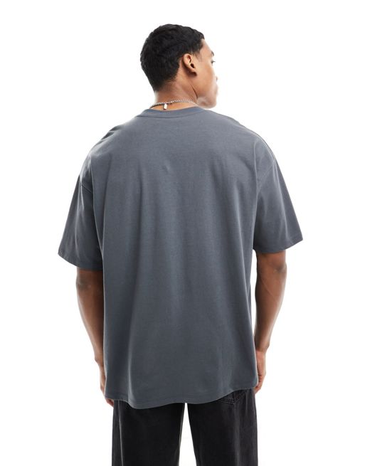 ASOS DESIGN oversized T-shirt in charcoal with grunge front print