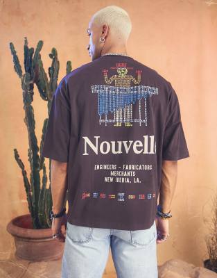 ASOS DESIGN oversized t-shirt in chocolate brown with ranch back print - ASOS Price Checker