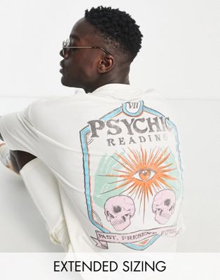 ASOS DESIGN oversized t-shirt in cream with celestial back print