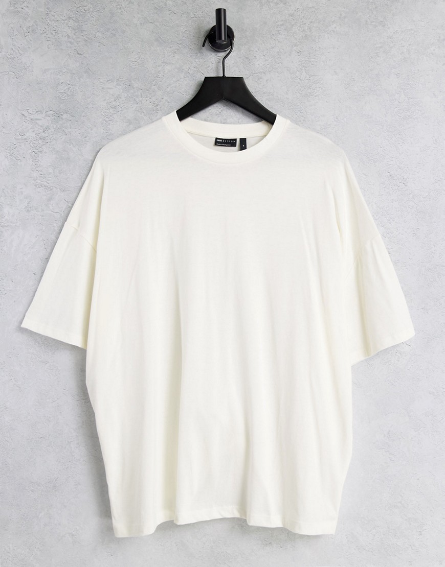 ASOS DESIGN oversized t-shirt in cream-White