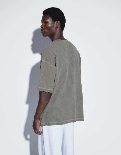 ASOS DESIGN oversized T-shirt in donkergroen met wafelstructuur en wassing, 5 van 5