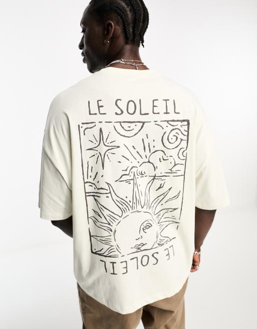 ASOS DESIGN oversized t-shirt in ecru with sun back print