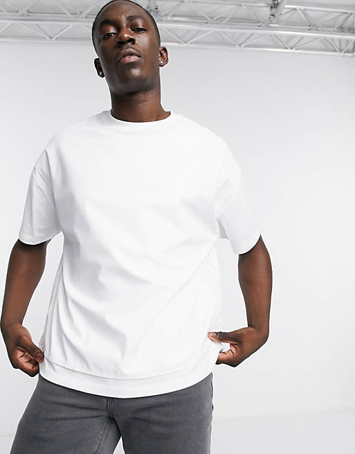 oversized t-shirt in faux leather in white 