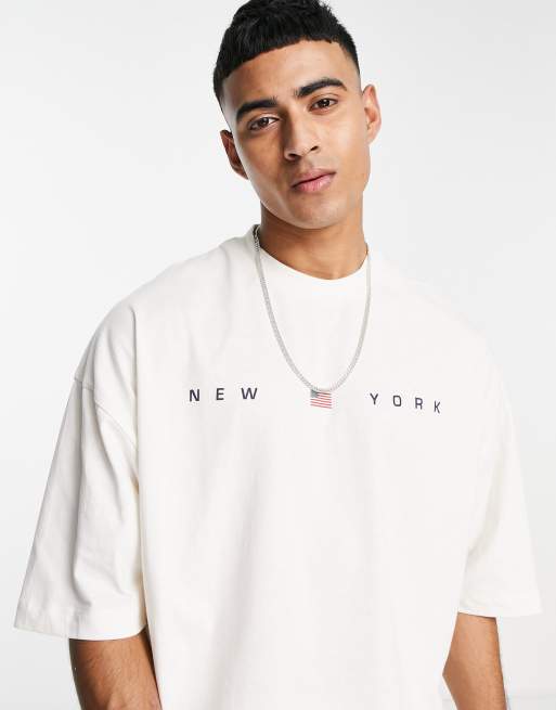 ASOS DESIGN - Oversized T-shirt in gebroken wit met New York City-print
