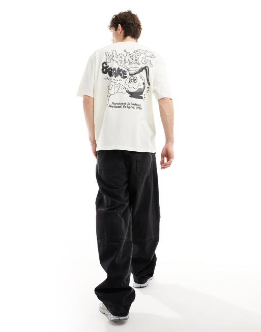ASOS DESIGN - Oversized T-shirt in gebroken wit met skateprint op de achterkant, 4 van 4