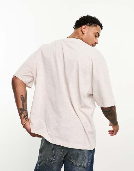 ASOS DESIGN - Oversized T-shirt in gemêleerd beige met Miami-print op de voorkant, 2 van 4