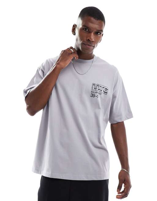 ASOS DESIGN - Oversized T-shirt in grafische straatprint in grijs, 2 van 4