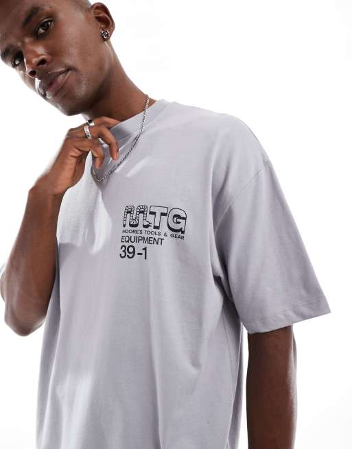 ASOS DESIGN - Oversized T-shirt in grafische straatprint in grijs, 4 van 4