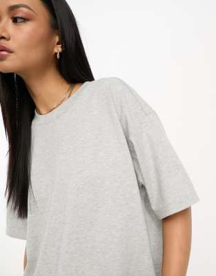 Asos Design Oversized Heavyweight T-shirt With Side Splits In Gray Heather In Gray