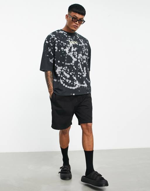 ASOS DESIGN oversized t-shirt in gray and blue dip dye with Los Angeles  city print