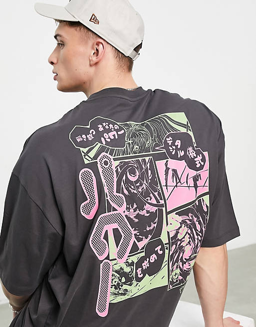 ASOS DESIGN oversized t-shirt in gray with anime back print | ASOS