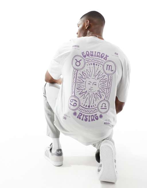 ASOS DESIGN oversized t-shirt in gray with back celestial print
