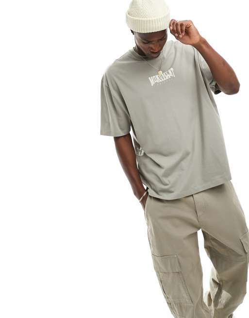 ASOS DESIGN oversized t-shirt in gray with city chest print