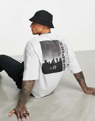 ASOS Design Oversized T-Shirt in White with Front & Back Text Print