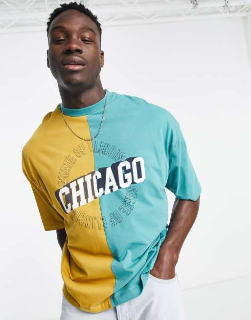 ASOS DESIGN oversized t-shirt in blue with Chicago city print