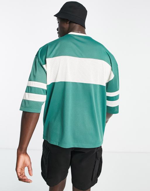 ASOS DESIGN oversized t-shirt in green colour block with Oakland city print  in scuba