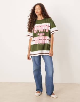 Asos Design Oversized T-shirt In Multi