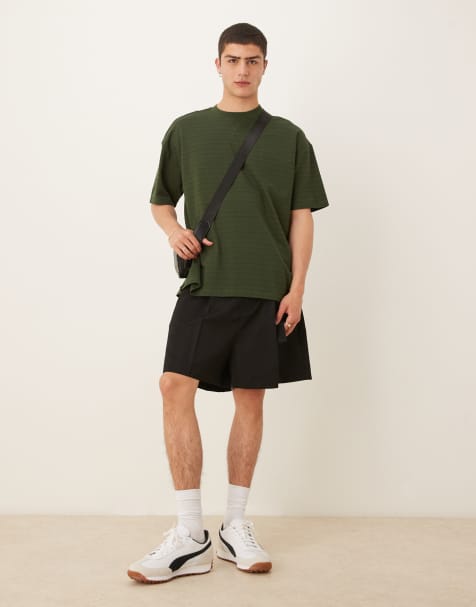 ASOS DESIGN oversized t-shirt in green textured stripe - view 1