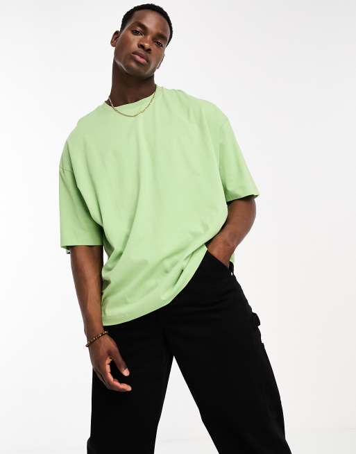 ASOS DESIGN oversized t-shirt in green with back puff print