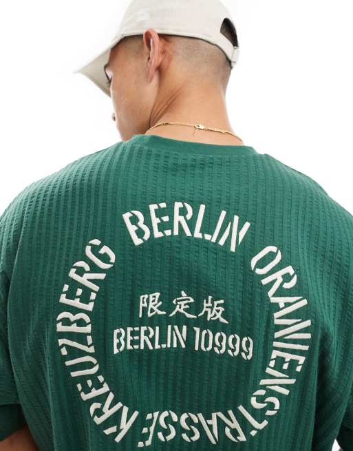 ASOS DESIGN oversized t-shirt in green with Berlin back print, 4 of 4