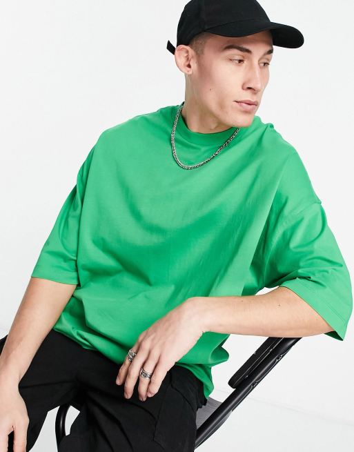 ASOS DESIGN oversized t-shirt in green with cartoon fruit back print