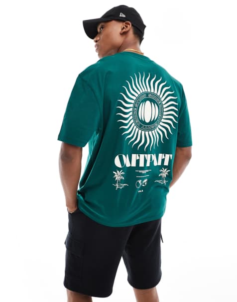ASOS DESIGN oversized t-shirt in green with celestial back print - view 1