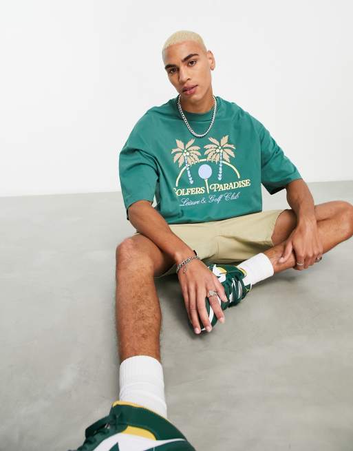 ASOS DESIGN oversized t-shirt in green with golf vacation front print, 4 of 4