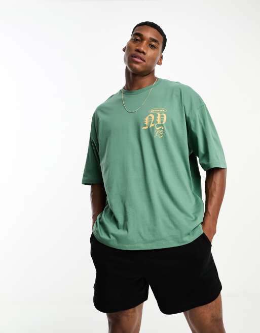 ASOS DESIGN oversized t-shirt in dark green with Nashville city