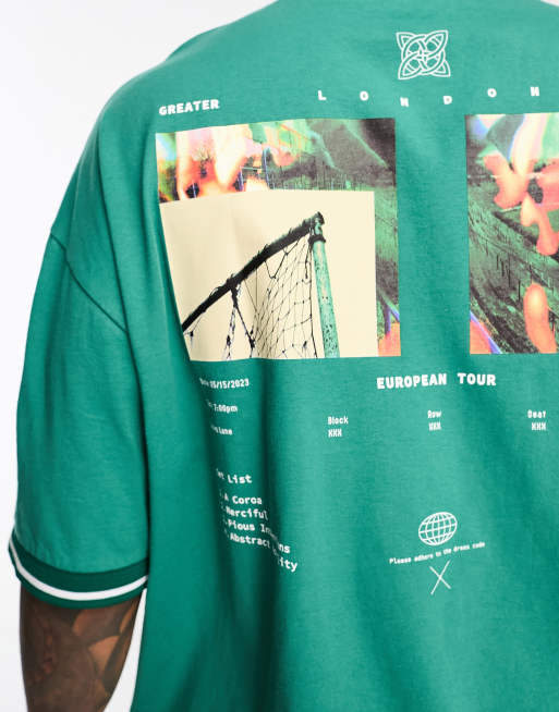 ASOS Design Oversized T-Shirt in Green with Souvenir Back Print