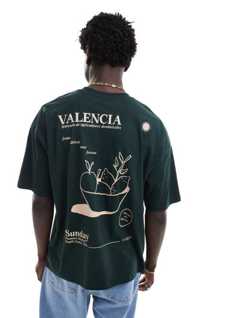 ASOS DESIGN oversized T-shirt in green with Valencia fruit