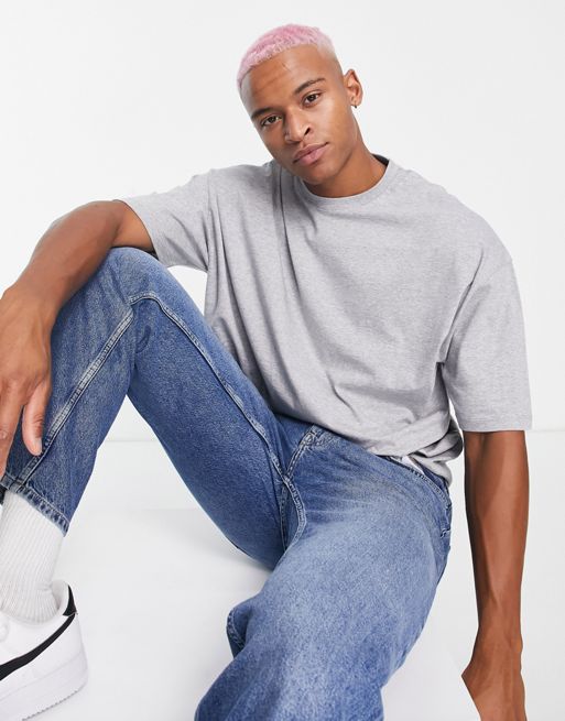 ASOS DESIGN Oversized T-shirt In Gray Color Block With, 45% OFF