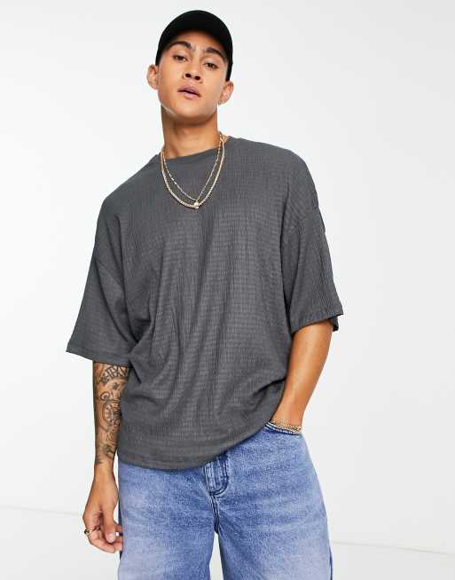 ASOS DESIGN - Oversized T-shirt in grijs met textuur
