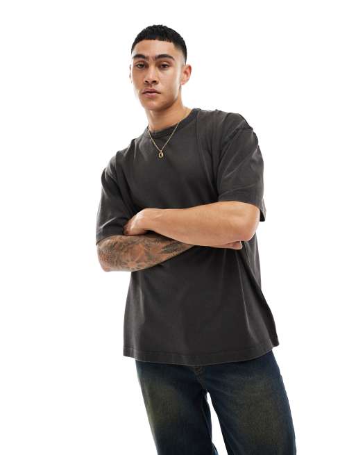 ASOS DESIGN oversized t-shirt in heavyweight 220gsm black with abstract art back print, 3 of 4
