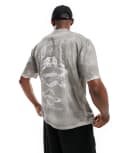 [ASOS DESIGN] ASOS DESIGN oversized t-shirt in heavyweight 220gsm grey wash with celestial back print XS GREY