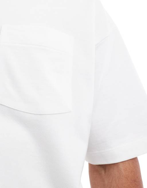 ASOS DESIGN oversized t-shirt in heavyweight 220gsm white with back print, 4 of 4