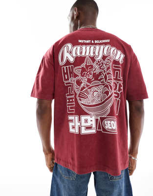 Asos Design Oversized T-shirt In Burgundy