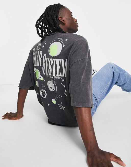 ASOS Unrvlld SPPLY Oversized T-Shirt with Logo Collar in Black