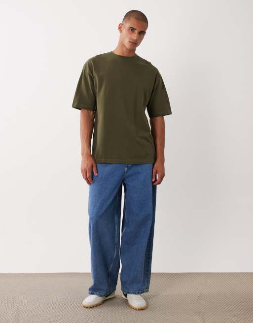 ASOS DESIGN oversized T-shirt in kaki piqué, 2 van 5