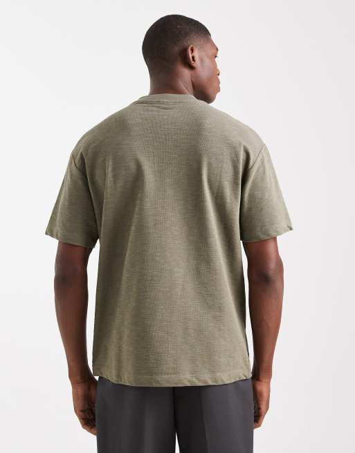 ASOS DESIGN oversized t-shirt in khaki boucle, 3 of 5