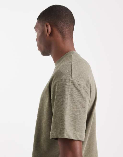 ASOS DESIGN oversized t-shirt in khaki boucle, 4 of 5