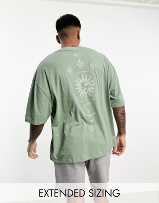 ASOS DESIGN oversized t-shirt in khaki with moon back print