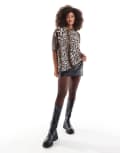 [ASOS DESIGN] ASOS DESIGN oversized t-shirt in leopard print-Multi XS LEOPARD