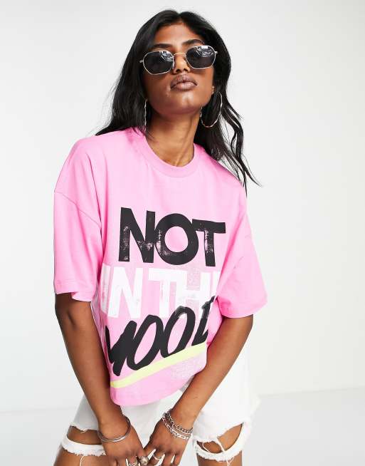 ASOS DESIGN – Oversized-T-Shirt in leuchtendem Rosa mit „Not In The Mood“-Grafikprint, 4 von 4