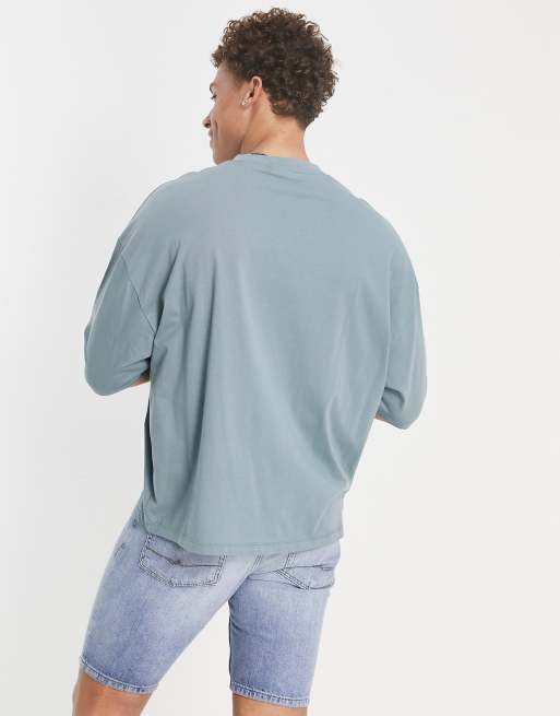 ASOS DESIGN - Oversized T-shirt in lichtblauw met Houston varsity-print op de borst, 3 van 4