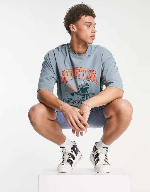 ASOS DESIGN - Oversized T-shirt in lichtblauw met Houston varsity-print op de borst, 4 van 4