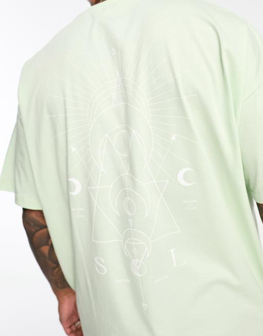 ASOS DESIGN oversized t-shirt in light green with back celestial print